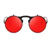 Molniya steampunk zonnebril ronde oculos de sol dames stijl retro flip circulaire dubbele metalen zonnebril mannen