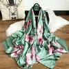 Printemps et automne nouveau foulard en soie imitation imprimé floral dames mode cent tours écharpe châle