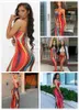 Vestidos casuales de verano Sexy Wrap Bust Falda larga Moda Mujer Tie Dye Prints Off Shoulder Maxi Full Dress