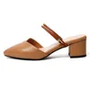 Meotina Pumps Dames Hoge Hakken Muilezels Schoenen Puntschoen Vierkante Hak Causale Schoenen Dames Zomer Kaki Beige Zwart Groot Maat 43 210608