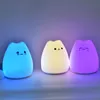 Nachtlichten schattig dier Little Cat Touch Sensor Control LED 3 Batterijen Zachte Silicone Lamp Lantern Gift Decorative294p