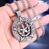 Anhänger Halsketten Vintage Pentagramm Stern Herren Halskette Runde Gothic Retro Lucifer Satan 24 Zoll Kette Männlicher Schmuck