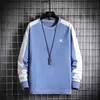 Frühling Herbst Männer Sweatshirts Casual O Hals Trendy Streetwear Herren Hoodies Patchwork Farbe Mode Tops Männlich Pullover 4XL 211014