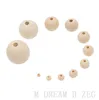 Naturfärg Träpärlor Runda Spacer Träpärlor Miljövänlig 4-40mm Träbollar för Charm Bracelete DIY Crafts Supplies