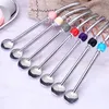 Stainless Steel Drinking Straw Spoon Tea Filter Yerba Mate Tea Straws Bombilla Gourd Reusable Tea Tools Bar Accessories RRD7498