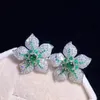 Elegante Charm Flower Stud Oorbellen Inlay Glanzende Kleine Zirkoon S925 Zilveren Fijne Sieraden Voor Vrouwen Bruiloft Verjaardag Geschenken