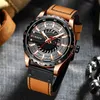 Curren Zegarki Top Luksusowa Marka Wodoodporna Skórzana Sport Wristwatch Casual Kwarcowy Zegarek męski z Luminous Hands Male Clock 210517