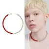 justine clenquet Silver chain red agate beadsmen's and women's necklaces, fashion festival gifts