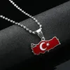 Correntes Silver Turkey Mapa Bandeira Pingente Pingente Turkiye Cumhuriyeti Jóias de moda de cor ouro