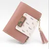 Portafogli da donna alla moda Portafoglio corto con nappe per donna Mini portamonete Pochette da donna Portafoglio piccolo Porta carte in pelle PU femminile