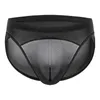 Underpants Mens Sexy Underwear Briefs Thin Elasticity Low Waist Breathable Transparent Mesh Lingerie Male Panties F1304