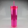 Wholesale! 22oz Acrylic Tumblers With Lids&Straws Clear Double Wall Insulated Water Bottles Plastic Sports Drinking Cups 6 Color Milk Mugs A12