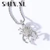 Hip Hop Iced Out Scorpion Animal Mens Pendant Necklaces with Stainless Steel Rope Chain Jewelry