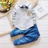 Enfants garçons vêtements bébé décontracté noeud papillon chemise pantalon 2 pièces ensembles été infantile Denim tenues enfants costumes enfant en bas âge vêtements BC1219 2011895460