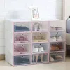 Flip Shoes Box Transparent Drawer Case Boîtes à chaussures en plastique Organisateur de stockage empilable