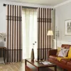 Cortinas opacas a rayas modernas para dormitorio, sala de estar, ventana, ojal, cortina morada lista para usar 210712