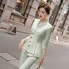 Haute qualité décontracté femmes costume pantalon deux pièces ensemble été élégant dames blanc blazer veste tenue d'affaires 210930