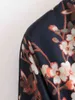 Toppies Moda Kimono Blusas Tops Mujeres Camisas de manga larga Flores Impresión Damas Tops Japón Ropa 210412