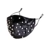 Mode Rhinestone Pearl Maskers Wasbaar Effen Kleur Ademend Katoen Mond Cover Party Gezichtsmasker Herbruikbaar Cycling Winddicht Masker DAP360