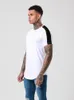 Muscleguys Lato z krótkim rękawem T-shirt mężczyźni moda patchwork o-neck t shirt męska marka fitness odzież łuk bawełniana tee topy 210421