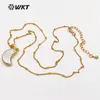 WT-JN033 Księżyc Kształt Pearl Słodkowodne Z Trim Wisiorek 18 Cal Gold Link Link Łańcuch Kobiety Vogue Naszyjnik