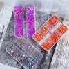 Strass 3D pour Nail Art, 6 grilles, couleurs acidulées, taille mixte, sirène, verre rond, perles de cristal, pierres, décorations d'ongles