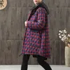 Johnature Women Hooded Plaid Parkas Vintage Button Coats Loose Höst Vinterfickor Kvinnliga Casual Warm Parkas Coats 211108