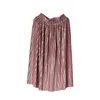 Johnature Women Kjol Casual Pleated Solid Färg Kvinnor Kläder Höst Fritid Kinesisk Stil Vintage Ladies Kjolar 210521