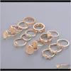 Moda Biżuteria Kinckle Ring Set Gold Cross Heart Fatimas Palm Stacking Midi Zestawy 15Pcsset S321 LHW1Q Band 1TW2K