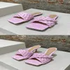 Sexy Flat Slides Lido Sandals Woven Women Slippers Square Mules Shoes Ladies Wedding High Heels Dress Shoe Top Quality