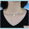Halsband hängar juvelryexquisite fjäril sexig hänge halsband för kvinnor glänsande kubiska zirkoniumsmycken trendiga metallguldfärgkedjor