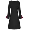 Casual Kleider Maxi Herbst Party Frauen Plus Größe Gitter Spitze Up Patchwork Bandage Elegante Langarm Gothic Kleidung Vintage Kleid