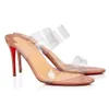 21s Woman Summer Sandals Red Soles Heels Brand Red-Bottoms Shoes Just-nothing Style Leather And PVC Straps Sexy Lady Wedding Party Dress Shoes with box