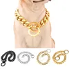 Classic Silver Pet Chain Collar 15mm Golden Designer Dog Collar Kuba Rostfritt stål Husdjur Halsband