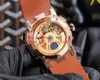 12 färger mode män armbandsur 43 mm 326-00 18k rosguld automatisk mekanisk el toro evig kalender gmt multifunktioner296h