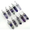 Natural stone fluorite Quartz Crystal Turquoises lapis tiger eye chakra pendant for diy Jewelry making necklace Accessories24pcs 201013