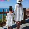 Sommar förälder-barn ha på sig mor och kvinnor lös spets tvådelad lång klänning mamma och dotter som matchar kläder 210713