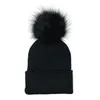 Berretto/Teschio Berretti Invernali Donna Berretti Cappello Skullies Lana Grande Pompon in pelliccia Cappelli soffici Ponpon Pompon Donna lavorata a maglia Ragazze Nero Rosso Delm22