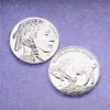 1 unZ 999 Fine American Srebrny Buffalo Rare Monety Rok Gift Mosiężne Patrzą
