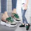 2021 Autumn New Round Head Dad Shoes Women Round Head Inner Raised Thick Bottom Color Matching Sneakers Women A1-13 Y0907