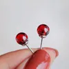 Minimalista 4/6/8mm Orecchini in pietra rossa rubino femminile Orecchini in argento sterling Orecchini per le donne Orecchini da sposa rotondi da sposa