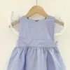 Baby tjejer ärmlös ren färg klänningar barn sommar barn flicka prinsessan kläder 210429