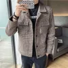 Mode Winter Plaid Woolen Coat Men Steetwear Windbreaker Casual Slim Jackor Håll Varm Outwear Wool Jacket Erkekler Ekr 210527