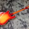 Cherry Red Rickenback 360 elektryczna gitara basowa Half Hollow Body ric z inkrustacjami w kształcie szpilek rekina