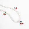 Bohême cerise pendentif femmes collier Vintage Imiation perle chaîne tour de cou élégant mariage charme collier bijoux colliers