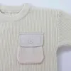 Winter Clothing Boy's Clothes Round Neck Pullover Tröja Höst Barn Barnens Pullovers med Pocket Outwear 211028