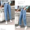 autumn Harem Boyfriend Warm Jeans For Women Loose Thick Women's Fleece Jeans woman Winter Denim womens Pants Ladies Trousers 210519