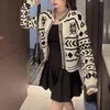 Women Short Thin Sweater Knitted O Neck Crew Cardigan Button White Black Brown Geometric Outwear Autumn M0236 210514