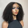 Mongólio Afro Kinky Curly Bob Rendas Front Human Human Wig Para As Mulheres Africanas Prejuídas 360 Perucas frontais V U Parte 16 polegadas 150% Densidade pronta para enviar