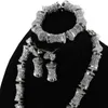 Örhängen halsband 2022 Dubai guld smycken set mode brud gåva nigerianska bröllop afrikanska pärlor set chunky pendell qw1194-1